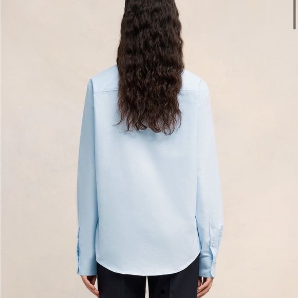 AMI Paris BUTTON DOWN AMI DE COEUR SHIRT Light Blue Unisex Sz 38 US 6 NEW - Picture 3 of 16